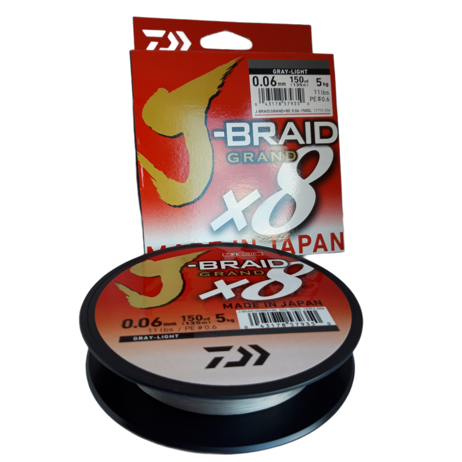 Daiwa J-Braid Grand x8 Light Greey 135m, 0.06mm